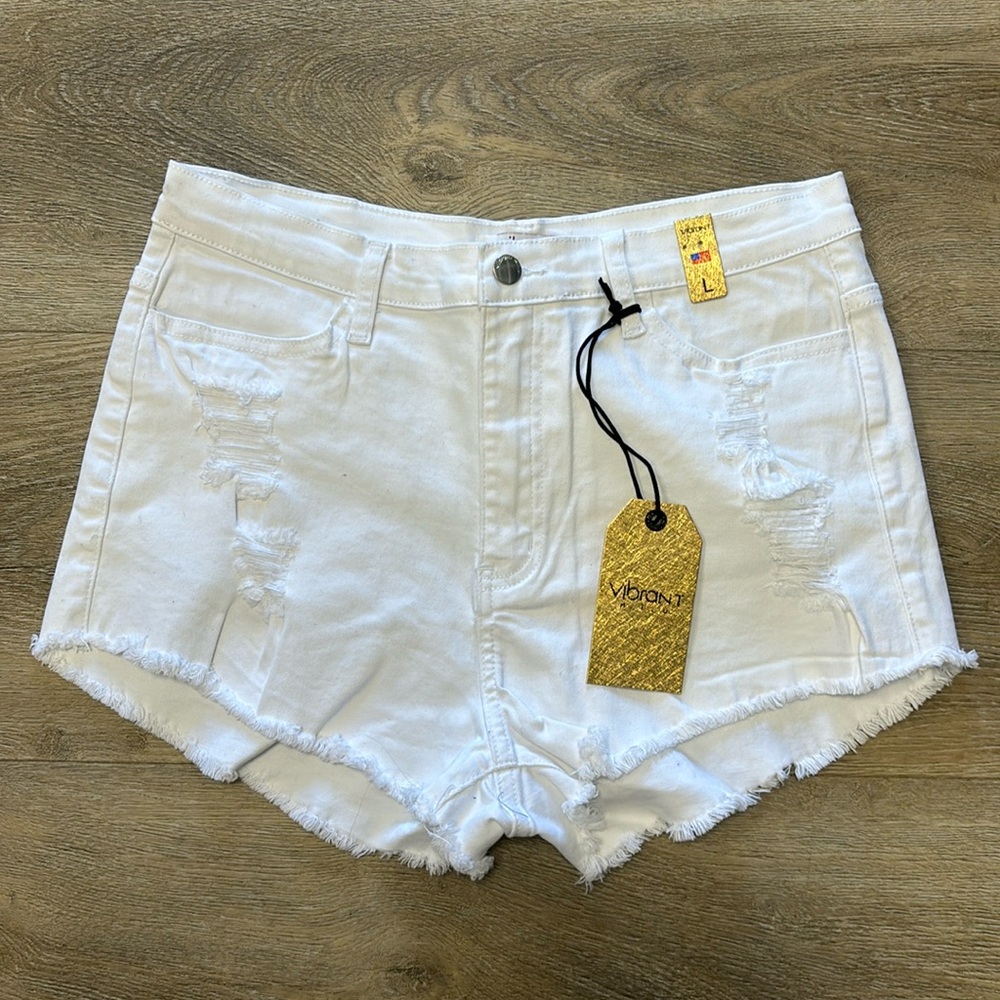Vibrant White denim shorts